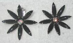 Black (jet) Navettes Earrings Clip