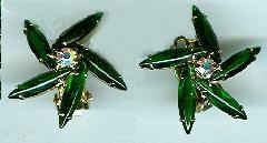 Green Navettes Earrings Clip