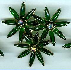 Green Navettes Brooch