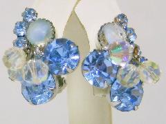 Blue Chatons Only Givre Earrings Clip