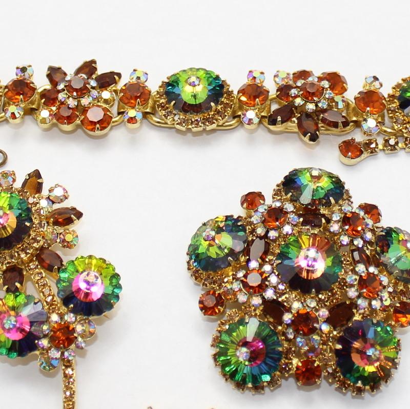 Front view of Topaz Navettes Rivoli/Margarita Brooch