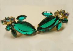 Green Navettes Earrings Clip