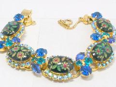 Blue Cabochons Molded/Cut Bracelet 5 Link