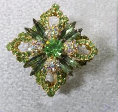 Green Navettes Brooch