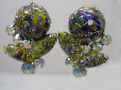Multiple Colors Cabochons Multi-Color/Shaded Earrings Clip