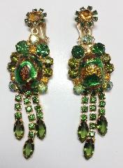 Green Cabochons Multi-Color/Shaded Earrings Clip