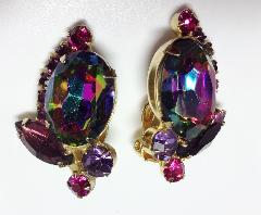 Purple (cardinal) Oval Multi-Color/Shaded Earrings Clip