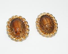 Topaz Cabochons Molded/Cut Earrings Clip