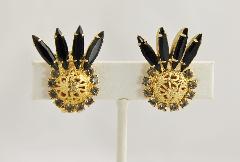 Black (jet) Navettes Earrings Clip