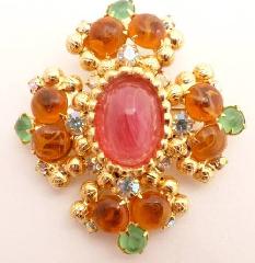 Multiple Colors Cabochons Plastic Brooch