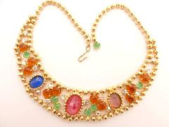 Multiple Colors Cabochons Plastic Necklace