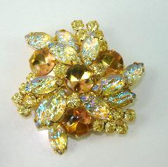 Yellow Cabochons Molded/Cut Brooch