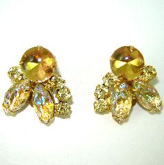 Yellow Cabochons Molded/Cut Earrings Clip