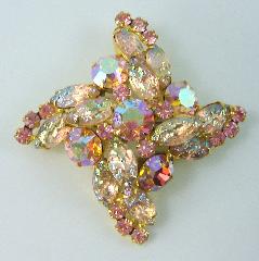 Pink Navettes Molded/Cut Brooch