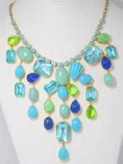 Blue Pear Molded/Cut Necklace