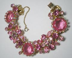 Pink Framed Disks Bracelet 5 Link