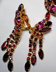 Red Navettes Earrings Clip