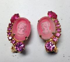 Pink Cabochons Molded/Cut Earrings Clip
