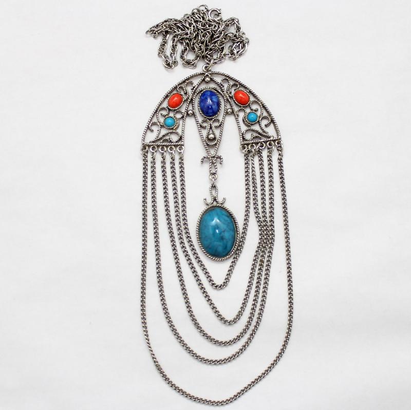 Front view of Turquoise Cabochons Spotted Pendant