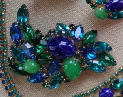 Blue Cabochons Spotted Brooch