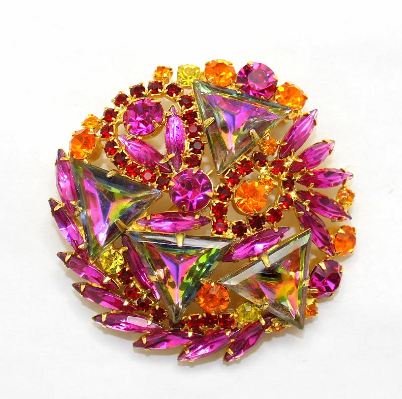 Front view of Pink Triangle Multi-Color/Shaded Brooch