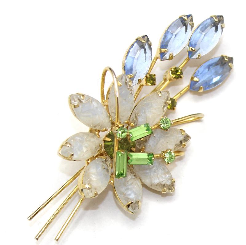 Front view of Multiple Colors Baguettes Molded/Cut Brooch