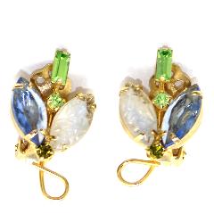 Multiple Colors Baguettes Molded/Cut Earrings Clip