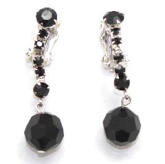 Black (jet) Chatons Only Earrings Clip