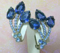 Blue Pear Earrings Clip