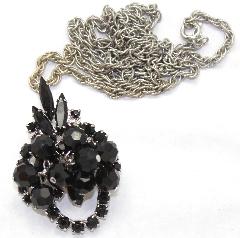 Black (jet) Navettes Pin Pendant