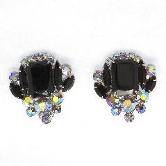 Black (jet) Emerald Cut Earrings Clip