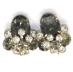 Gray (black Diamond) Oval Earrings Clip