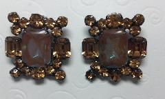 Topaz Emerald Cut Multi-Color/Shaded Earrings Clip