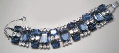 Blue Emerald Cut Bracelet 5 Link