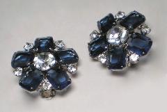Blue Emerald Cut Earrings Clip
