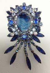 Blue Oval Givre Brooch