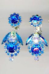 Blue Navettes Earrings Clip