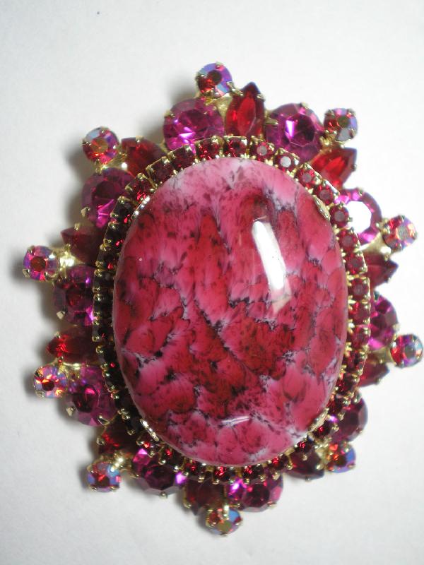 Front view of Pink Cabochons Spotted Pin Pendant