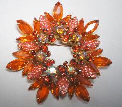 Orange Navettes Molded/Cut Brooch