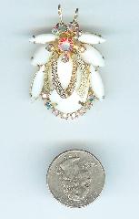 White (chalk Or Milk) Cabochons Brooch