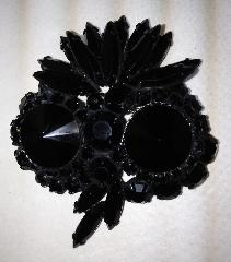 Black (jet) Navettes Rivoli/Margarita Brooch