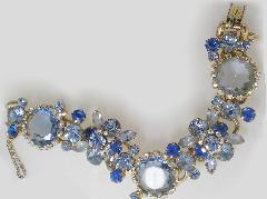 Blue Framed Disks Bracelet 5 Link