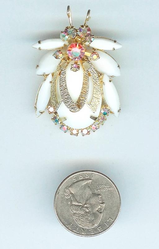 Front view of White (chalk Or Milk) Cabochons Brooch