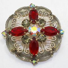Red Navettes Brooch