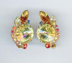 Yellow Navettes Rivoli/Margarita Earrings Clip