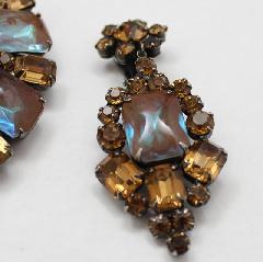 Topaz Emerald Cut Multi-Color/Shaded Earrings Clip