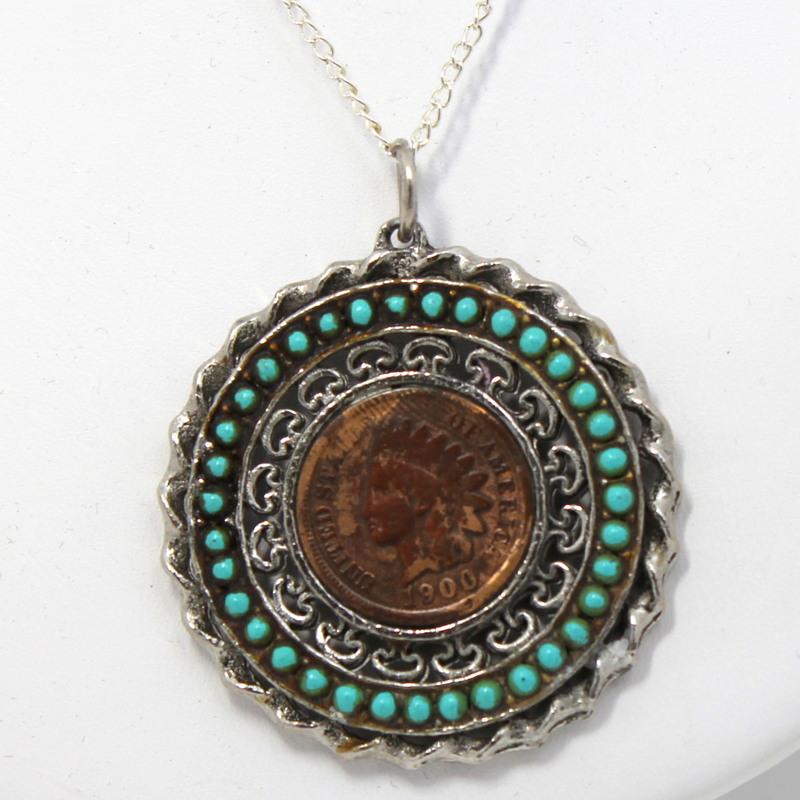 Front view of Turquoise Cabochons Pendant