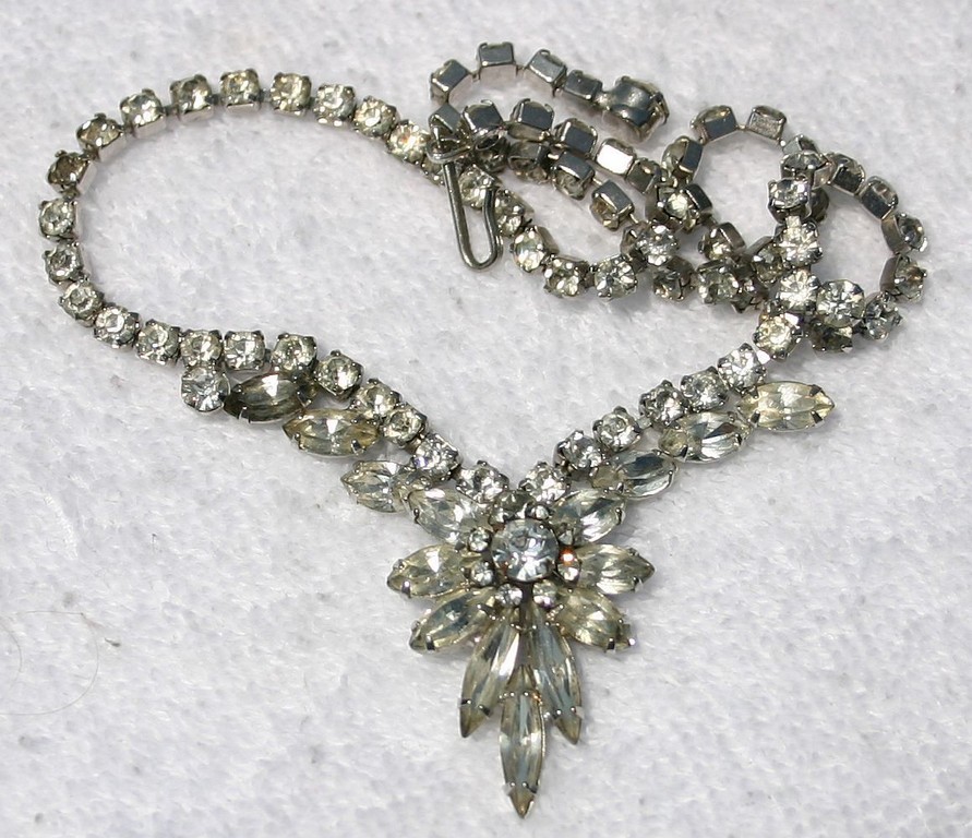Front view of Clear Navettes Necklace