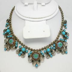 Turquoise Cabochons Molded/Cut Necklace