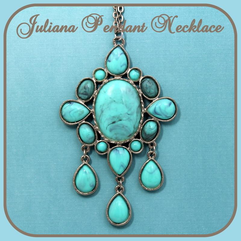 Front view of Turquoise Oval Plastic Pendant